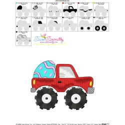 Easter Monster Truck With Egg Embroidery Design Pattern-3