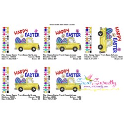 Happy Easter Truck With Eggs Embroidery Design Pattern-2