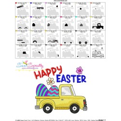 Happy Easter Truck With Eggs Embroidery Design Pattern-3