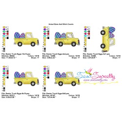 Easter Truck With Eggs Embroidery Design Pattern-2