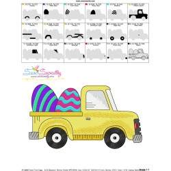Easter Truck With Eggs Embroidery Design Pattern-3