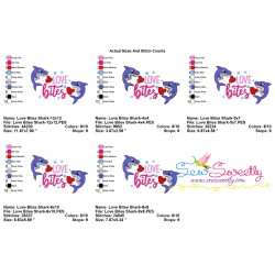 Valentine Love Bites Shark Embroidery Design Pattern-2