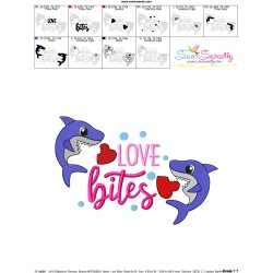 Valentine Love Bites Shark Embroidery Design Pattern-3