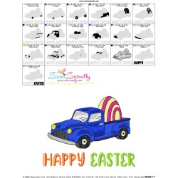 Happy Easter Truck With Egg Embroidery Design Pattern-3