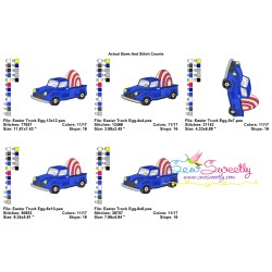 Easter Truck With Egg Embroidery Design Pattern-2