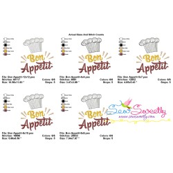 Bon Appetit Kitchen Lettering Embroidery Design Pattern-2