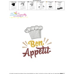 Bon Appetit Kitchen Lettering Embroidery Design Pattern-3