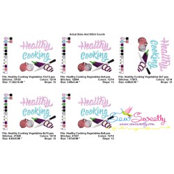 Healthy Cooking Vegetables Kitchen Lettering Embroidery Design Pattern-2