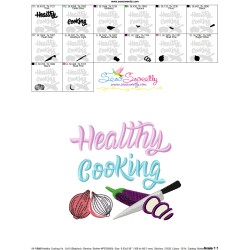 Healthy Cooking Vegetables Kitchen Lettering Embroidery Design Pattern-3