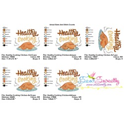 Healthy Cooking Chicken Kitchen Lettering Embroidery Design Pattern-2