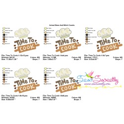 Time To Cook-1 Kitchen Lettering Embroidery Design Pattern-2