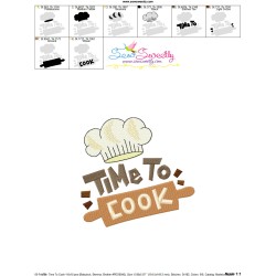 Time To Cook-1 Kitchen Lettering Embroidery Design Pattern-3