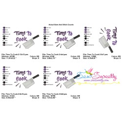 Time To Cook-2 Kitchen Lettering Embroidery Design Pattern-2