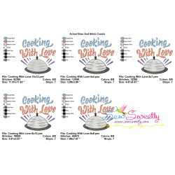 Cooking With Love Kitchen Lettering Embroidery Design Pattern-2