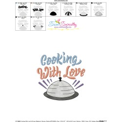 Cooking With Love Kitchen Lettering Embroidery Design Pattern-3
