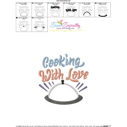 Cooking With Love Kitchen Lettering Applique Design Pattern-3