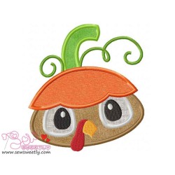 Pumpkin Top Turkey Applique Design Pattern-1
