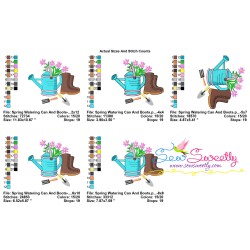 Spring Watering Can And Boots Embroidery Design Pattern-2