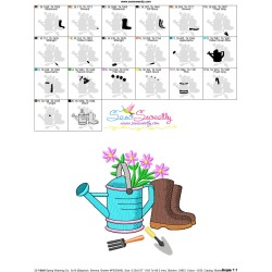 Spring Watering Can And Boots Embroidery Design Pattern-3
