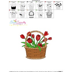 Spring Flowers Basket-1 Embroidery Design Pattern-3
