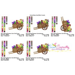Wood Wheelbarrow Spring Flowers Embroidery Design Pattern-2