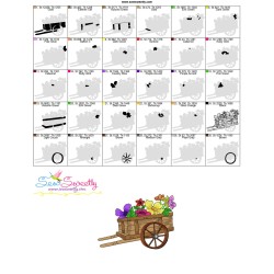 Wood Wheelbarrow Spring Flowers Embroidery Design Pattern-3