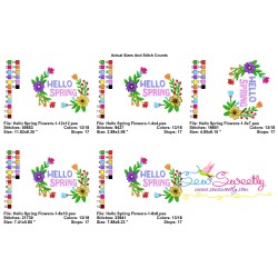 Hello Spring Flowers Frame-1 Embroidery Design Pattern-2