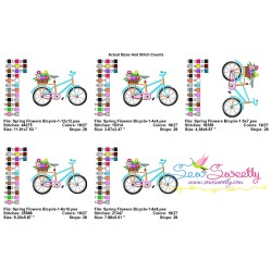 Spring Flowers Bicycle-1 Embroidery Design Pattern-2