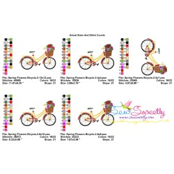 Spring Flowers Bicycle-2 Embroidery Design Pattern-2
