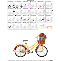 Spring Flowers Bicycle-2 Embroidery Design Pattern-3
