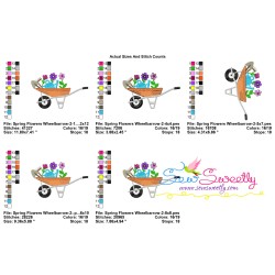 Spring Flowers Wheelbarrow-2 Embroidery Design Pattern-2