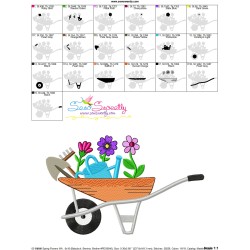 Spring Flowers Wheelbarrow-2 Embroidery Design Pattern-3