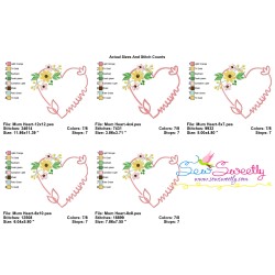 Mum Heart Floral Embroidery Design Pattern-2