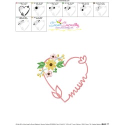 Mum Heart Floral Embroidery Design Pattern-3