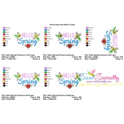 Hello Spring Flowers Frame-2 Embroidery Design Pattern-2
