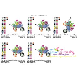 Spring Flowers Wheelbarrow-1 Embroidery Design Pattern-2