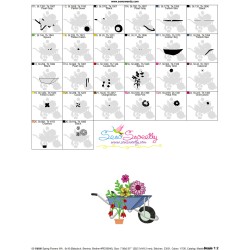 Spring Flowers Wheelbarrow-1 Embroidery Design Pattern-3