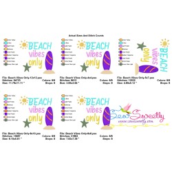 Beach Vibes Only Summer Lettering Embroidery Design Pattern-2