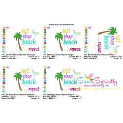 Eat Sleep Beach Repeat Summer Lettering Embroidery Design Pattern-2