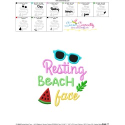 Resting Beach Face Summer Lettering Embroidery Design Pattern-3