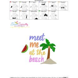 Meet Me At The Beach Summer Lettering Embroidery Design Pattern-3