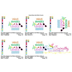 Wave Shades And Babes Summer Lettering Embroidery Design Pattern-2