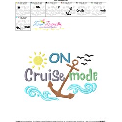 On Cruise Mode Anchor Summer Lettering Embroidery Design Pattern-3