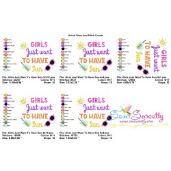 Girls Just Want To Have Sun Summer Lettering Embroidery Design Pattern-2
