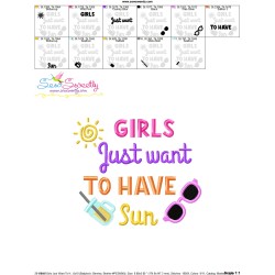 Girls Just Want To Have Sun Summer Lettering Embroidery Design Pattern-3