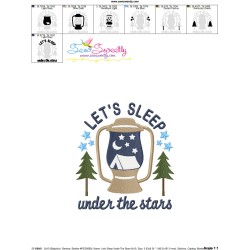 Let's Sleep Under The Stars Camping Lettering Embroidery Design Pattern-3