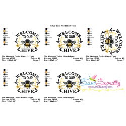 Welcome To Our Hive Bee Lettering Embroidery Design Pattern-2