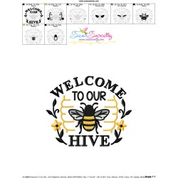 Welcome To Our Hive Bee Lettering Embroidery Design Pattern-3