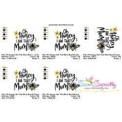 Oh Honey I Am That Mom Bee Lettering Embroidery Design Pattern-2