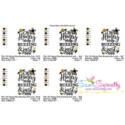 Oh Honey Stop Buzzing And Just Bee Lettering Embroidery Design Pattern-2